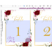 Burgundy Ivory Table Numbers template,Burgundy Table Numbers, (124)